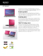 Preview for 1 page of Sony VAIO VPCYB35KX/P Specifications