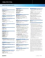 Preview for 2 page of Sony VGN-FE570G - VAIO - Core Duo 1.66 GHz Specifications