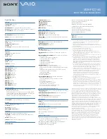 Preview for 2 page of Sony VGN-FE770G - VAIO - Core 2 Duo 1.83 GHz Specifications