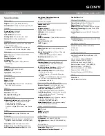 Preview for 2 page of Sony VGN-SR525G Specifications