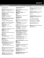 Preview for 2 page of Sony VGNSR599GDB Specifications