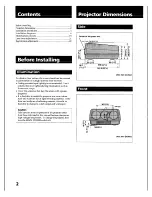 Preview for 2 page of Sony VPH-1001Q Installation Manual