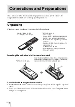 Preview for 12 page of Sony VPL BW7 - 3 LCD Digital Projector Operating Instructions Manual