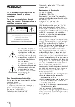 Preview for 2 page of Sony VPL-CS4 - Compact Lcd Projector Operating Instructions Manual