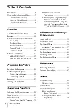 Preview for 4 page of Sony VPL CX125 - XGA LCD Projector Operating Instructions Manual