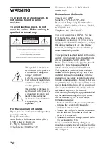 Preview for 2 page of Sony VPL CX5 - XGA LCD Projector Operating Instructions Manual