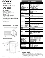 Предварительный просмотр 1 страницы Sony VPL-SX125 Specifications