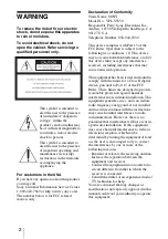 Preview for 2 page of Sony VPL VW50 - SXRD - Projector Operating Instructions Manual