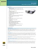 Preview for 1 page of Sony VPL VW50 - SXRD - Projector Specifications