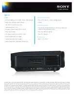 Preview for 2 page of Sony VPL-VW85 - Bravia Sxrd 1080p Home Cinema Projector Specifications