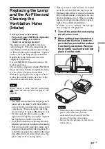 Предварительный просмотр 61 страницы Sony VPLGH10 Operating Instructions Manual