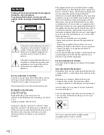 Предварительный просмотр 2 страницы Sony VPLHS3 - Cineza Digital Home Entertainment LCD Front Projector Operating Instructions Manual