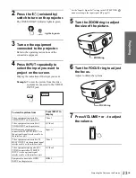 Предварительный просмотр 23 страницы Sony VPLHS3 - Cineza Digital Home Entertainment LCD Front Projector Operating Instructions Manual