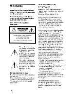 Preview for 2 page of Sony VPLHW10 - BRAVIA - SXRD Projector Operating Instructions Manual