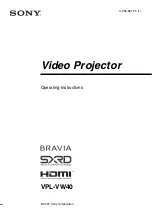 Preview for 1 page of Sony VPLVW40 - SXRD Projector - HD 1080p Operating Instructions Manual