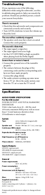 Предварительный просмотр 17 страницы Sony W3000 - SA Subwoofer - 200 Watt User Manual