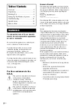 Preview for 2 page of Sony WAHT-SA20 Operating Instructions Manual