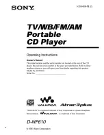 Sony Walkman D-NF610 Operating Instructions Manual preview