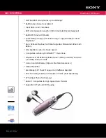 Preview for 1 page of Sony Walkman NW-S703FPINK Specifications