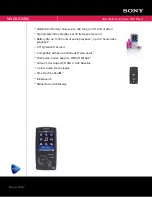 Preview for 1 page of Sony Walkman NWZ-A815BLK Specifications