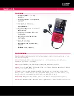 Sony Walkman NWZ-E344RED Specifications preview