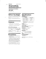 Sony Walkman SRF-M32 Operating Instructions Manual preview