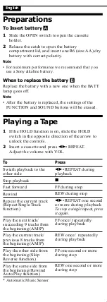 Preview for 2 page of Sony Walkman WM-EX500 User Manual