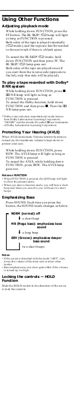 Preview for 3 page of Sony Walkman WM-EX505 User Manual