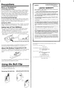 Preview for 3 page of Sony WALKMAN WM-FX123 Operating Instructions