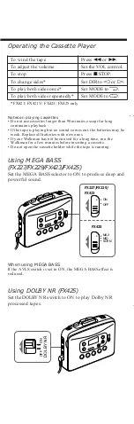 Предварительный просмотр 6 страницы Sony WALKMAN WM-FX221 User Manual