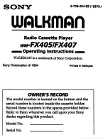 Sony Walkman WM-FX405 Operating Instructions Manual preview