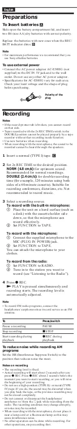 Preview for 3 page of Sony Walkman WM-GX221 User Manual