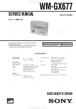 Preview for 1 page of Sony Walkman WM-GX677 Service Manual