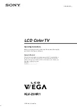 Предварительный просмотр 1 страницы Sony WEGA KLV-23HR1 Operating Instructions Manual