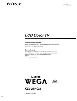 Sony WEGA KLV 26HG2 Operating Instructions Manual preview