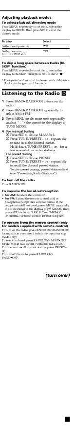 Preview for 3 page of Sony WM-FX521 - Walkman User Manual