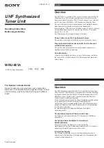 Preview for 1 page of Sony WRU-801A Operating Instructions