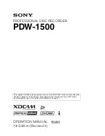 Preview for 1 page of Sony XDCAM PDW-1500 Operation Manual