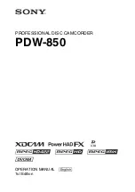 Preview for 1 page of Sony XDCAM PDW-850 Operation Manual