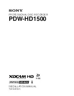 Preview for 1 page of Sony XDCAM PDW-HD1500 Installation Manual