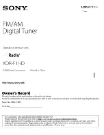 Sony XDR-Fl HD Operating Instructions preview