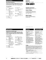 Preview for 1 page of Sony XM-3021 Operating Instructions