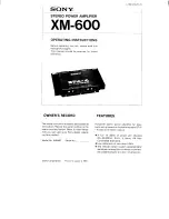 Preview for 1 page of Sony XM-600 Operating Instructions Manual