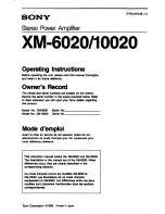 Предварительный просмотр 1 страницы Sony XM-6020 Operating Instructions Manual