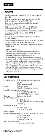 Preview for 2 page of Sony XM-N502 User Manual