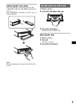 Предварительный просмотр 5 страницы Sony Xplod CDX-GT30W Operating Instructions Manual