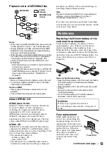 Предварительный просмотр 13 страницы Sony Xplod CDX-GT30W Operating Instructions Manual