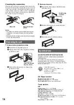 Предварительный просмотр 14 страницы Sony Xplod CDX-GT30W Operating Instructions Manual