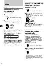 Preview for 8 page of Sony XR-1100 Operating Instructions Manual