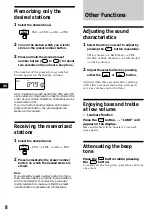 Предварительный просмотр 8 страницы Sony XR-1790 Operating Instructions Manual